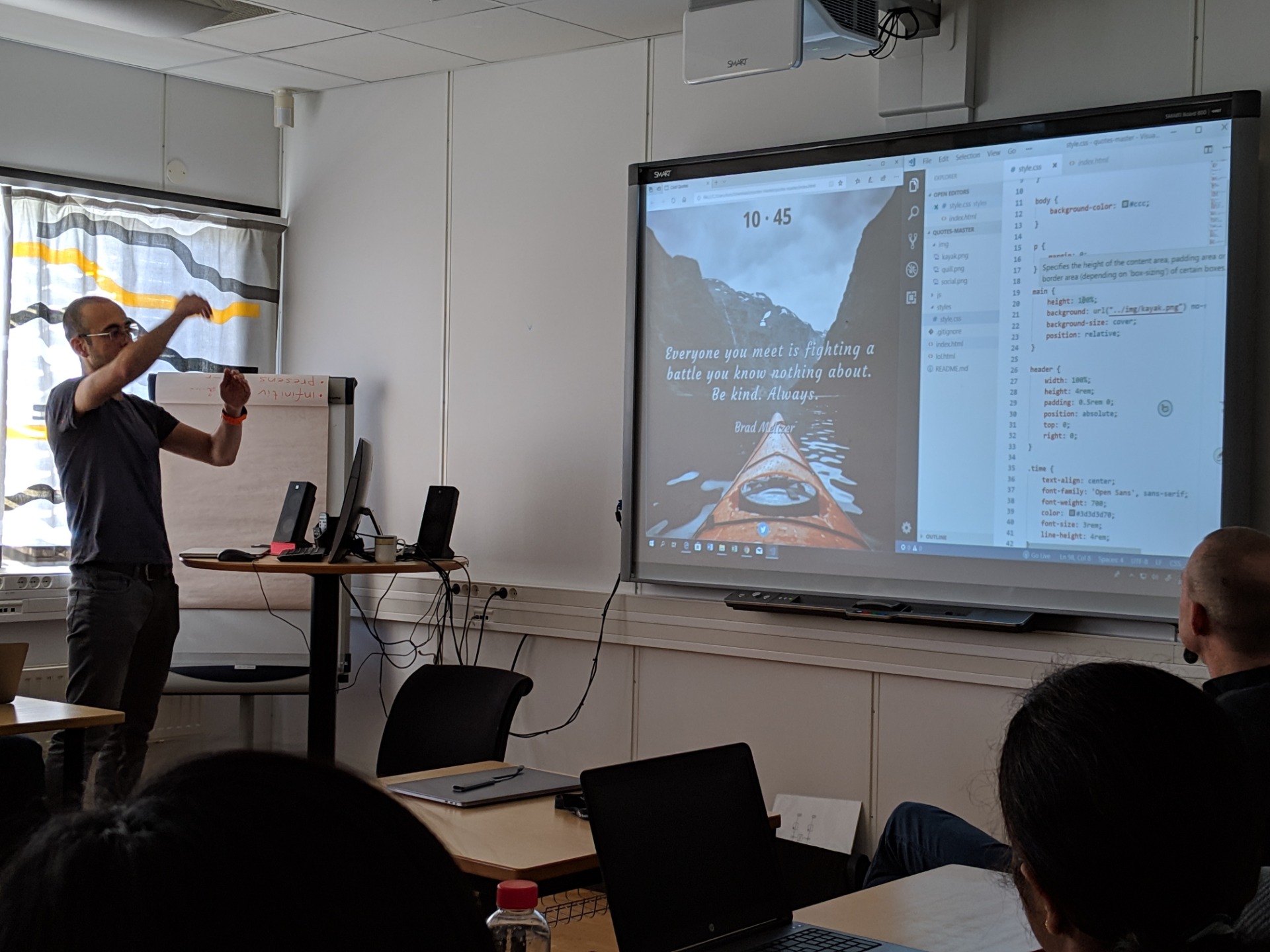Students become more cognizant of their own learning and actively participate in the construction of their own and their peers' knowledge by presenting at a demo day each week in my four-month long, daytime, full day coding bootcamp. Students are encouraged to follow the structure of presenting what they created, highlighting a key success in the demo, and asking peers for help with one thing they are stuck on.